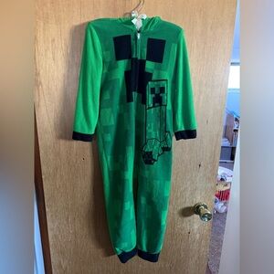 Green Pixelated Kids Footie Pajamas